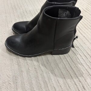 Madden Girl Black Ankle Boots with Silver Stud Trim